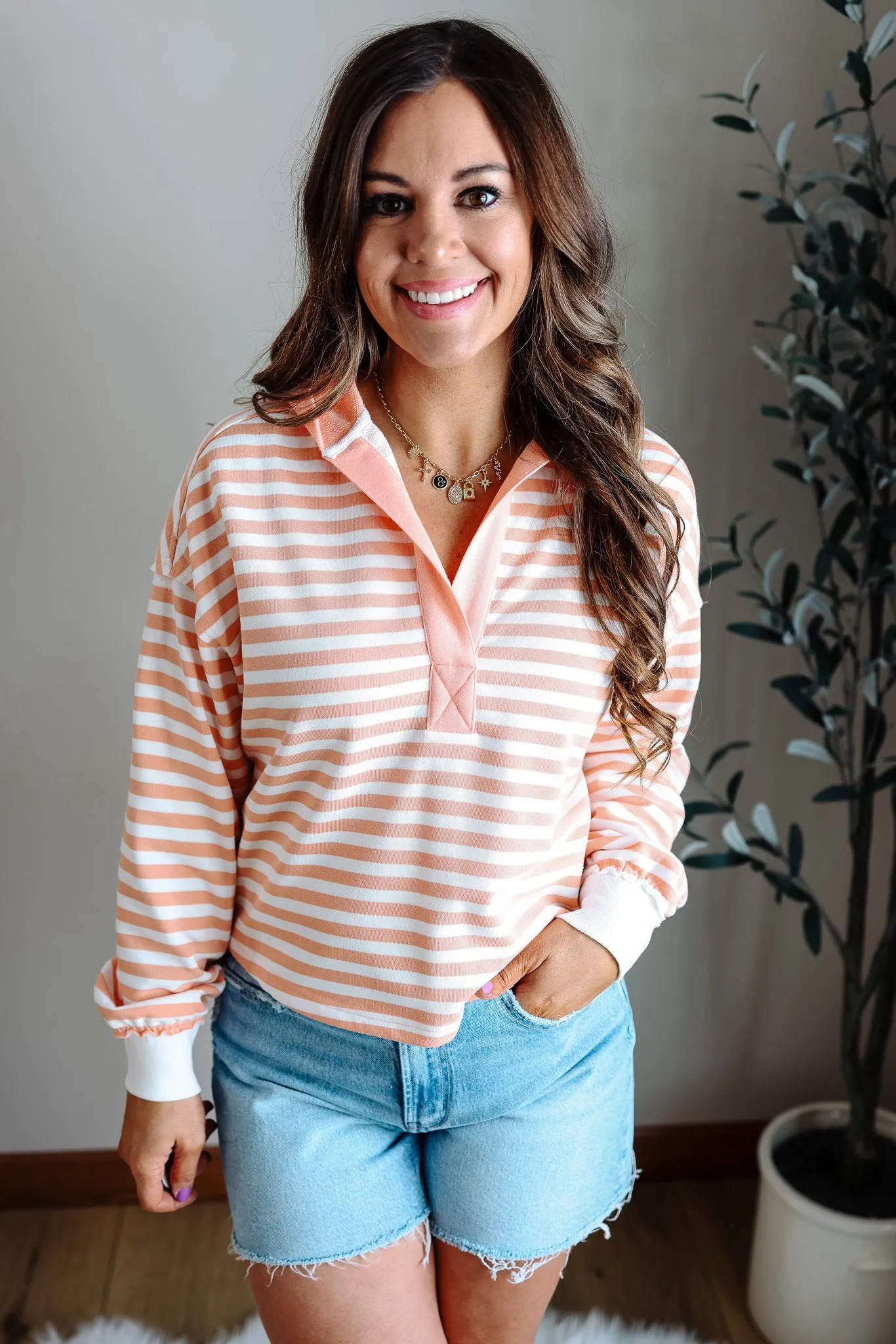 Mckinley Coral Stripe Hoodie