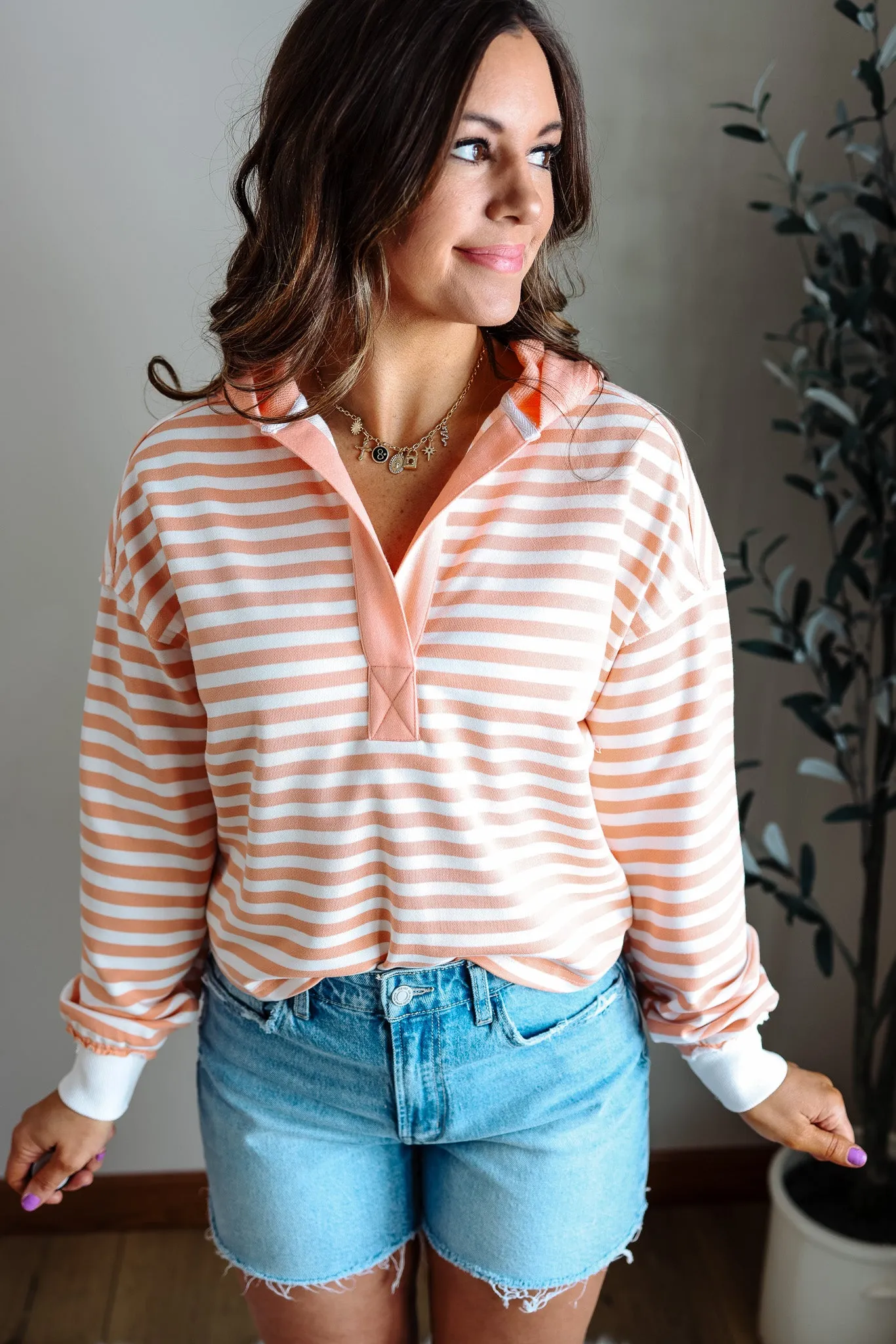 Mckinley Coral Stripe Hoodie
