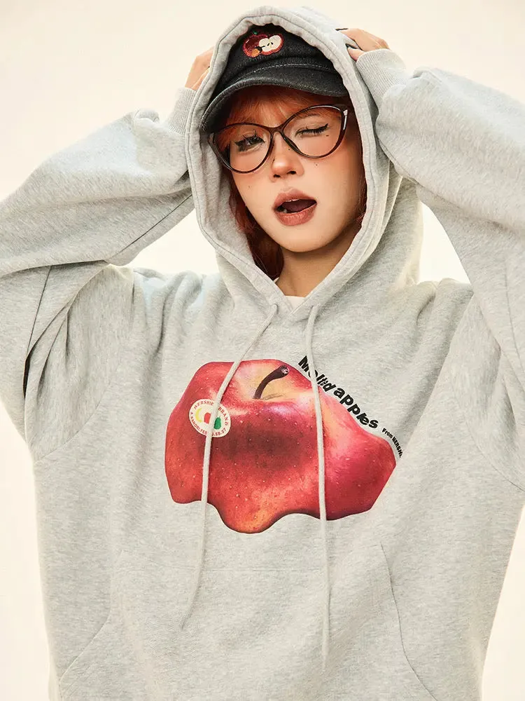 'Melted Apple' Holiday Christmas Apple Pattern Drawstring Hoodie