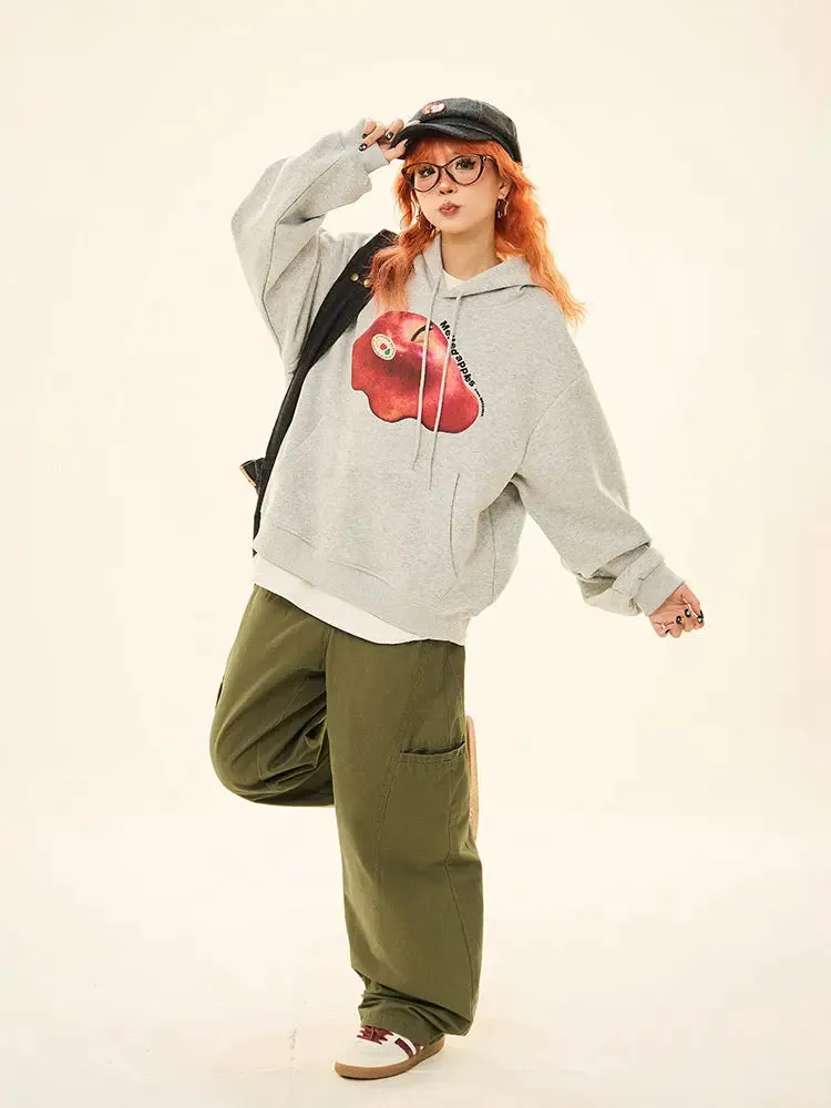 'Melted Apple' Holiday Christmas Apple Pattern Drawstring Hoodie