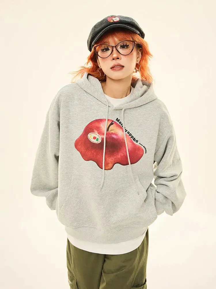 'Melted Apple' Holiday Christmas Apple Pattern Drawstring Hoodie