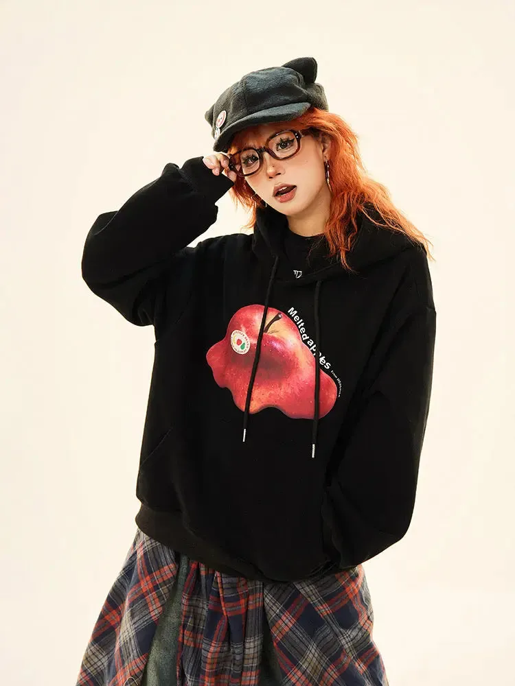 'Melted Apple' Holiday Christmas Apple Pattern Drawstring Hoodie