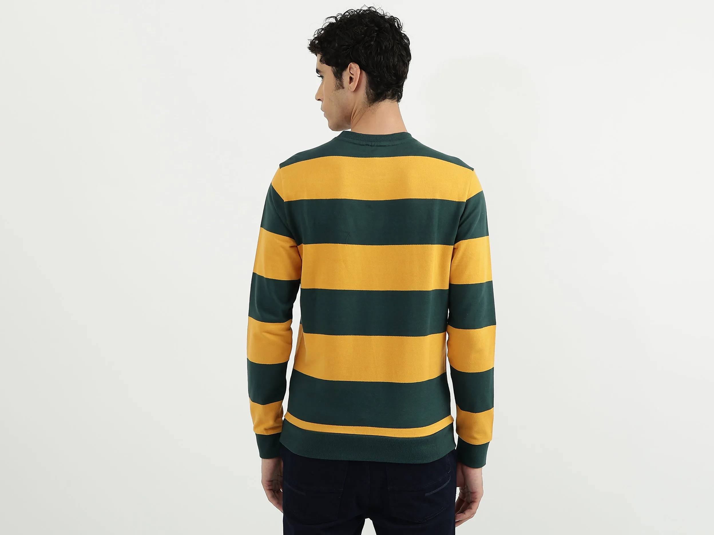 Men Stripe Round Neck Sweatshirt
