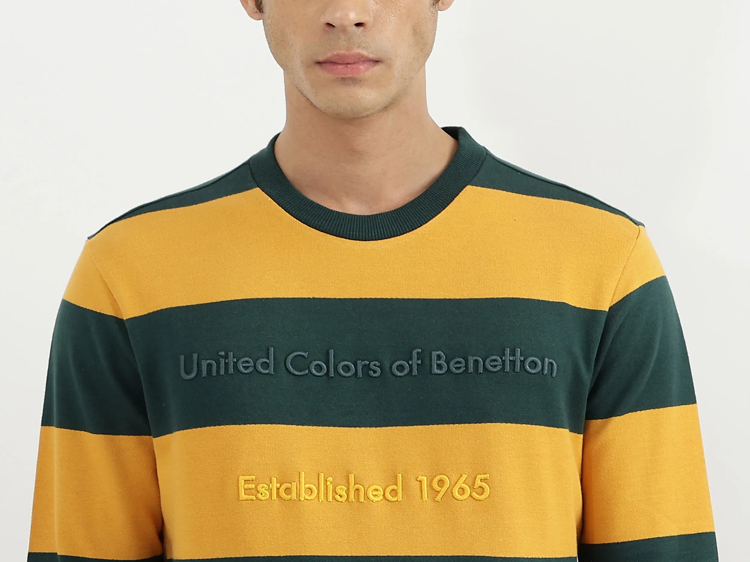 Men Stripe Round Neck Sweatshirt