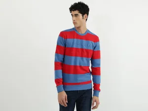 Men Stripe Round Neck Sweatshirt