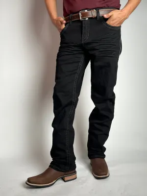 Men’s Bootcut Black Jeans - Western Blue