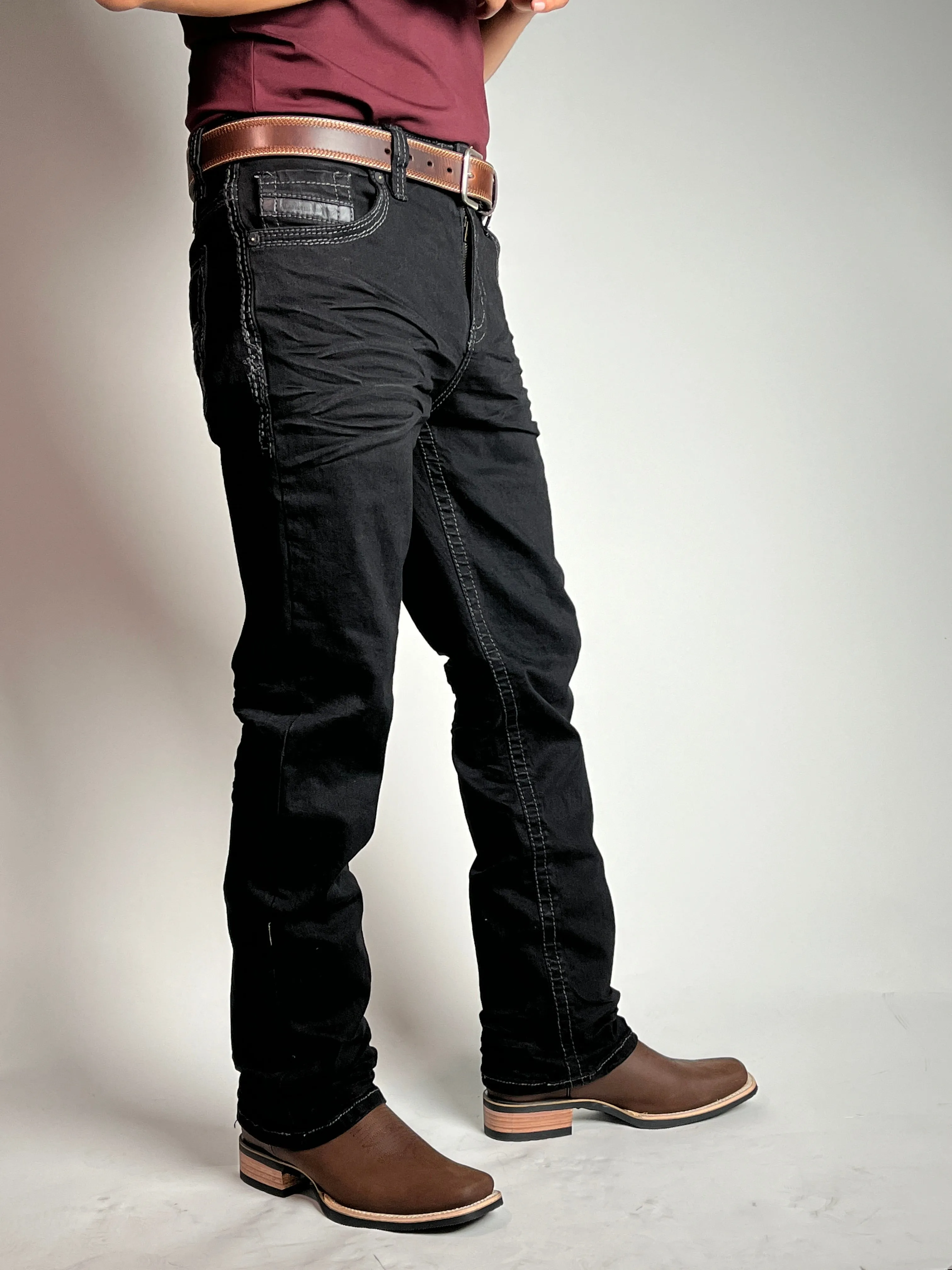 Men’s Bootcut Black Jeans - Western Blue