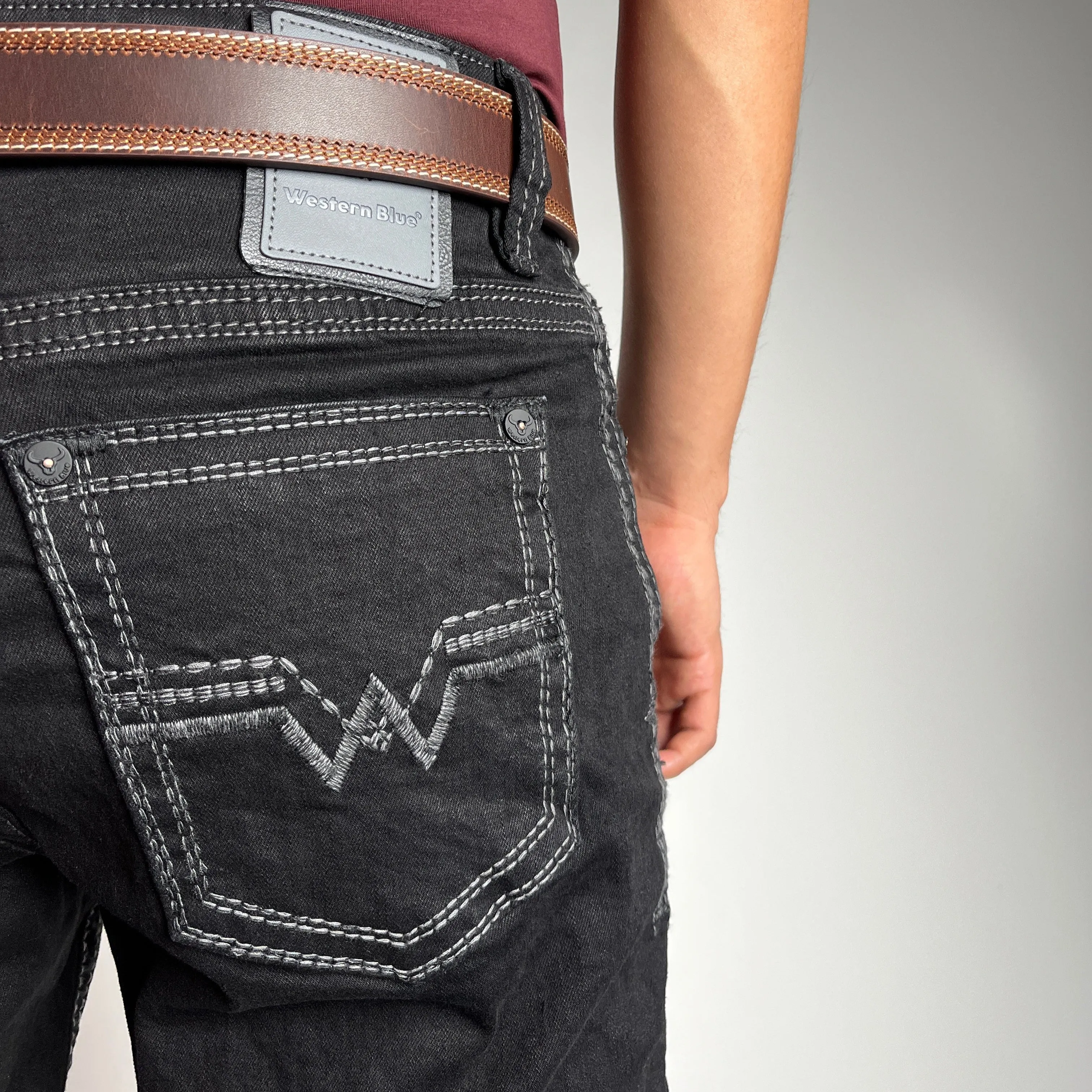 Men’s Bootcut Black Jeans - Western Blue