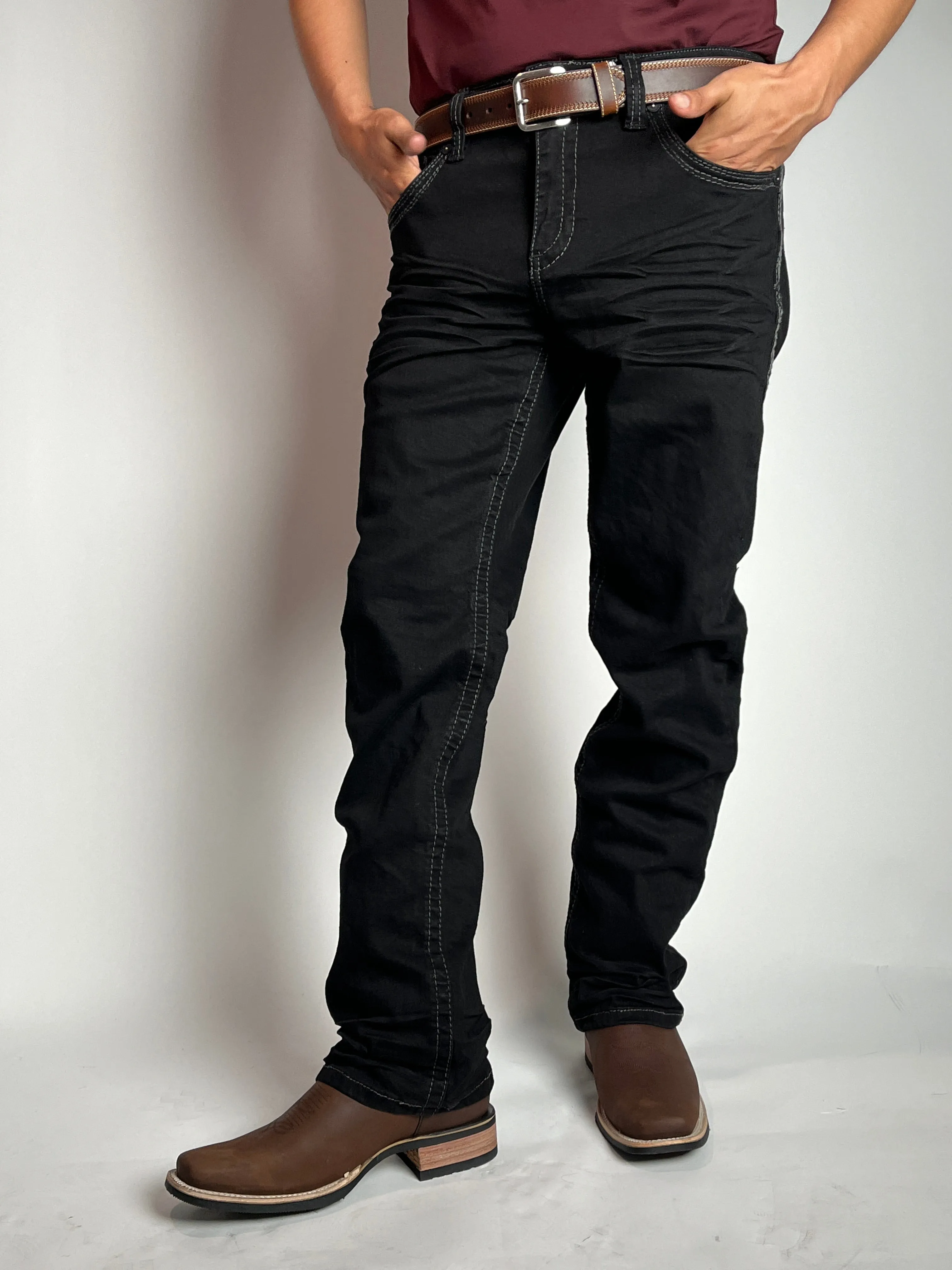 Men’s Bootcut Black Jeans - Western Blue