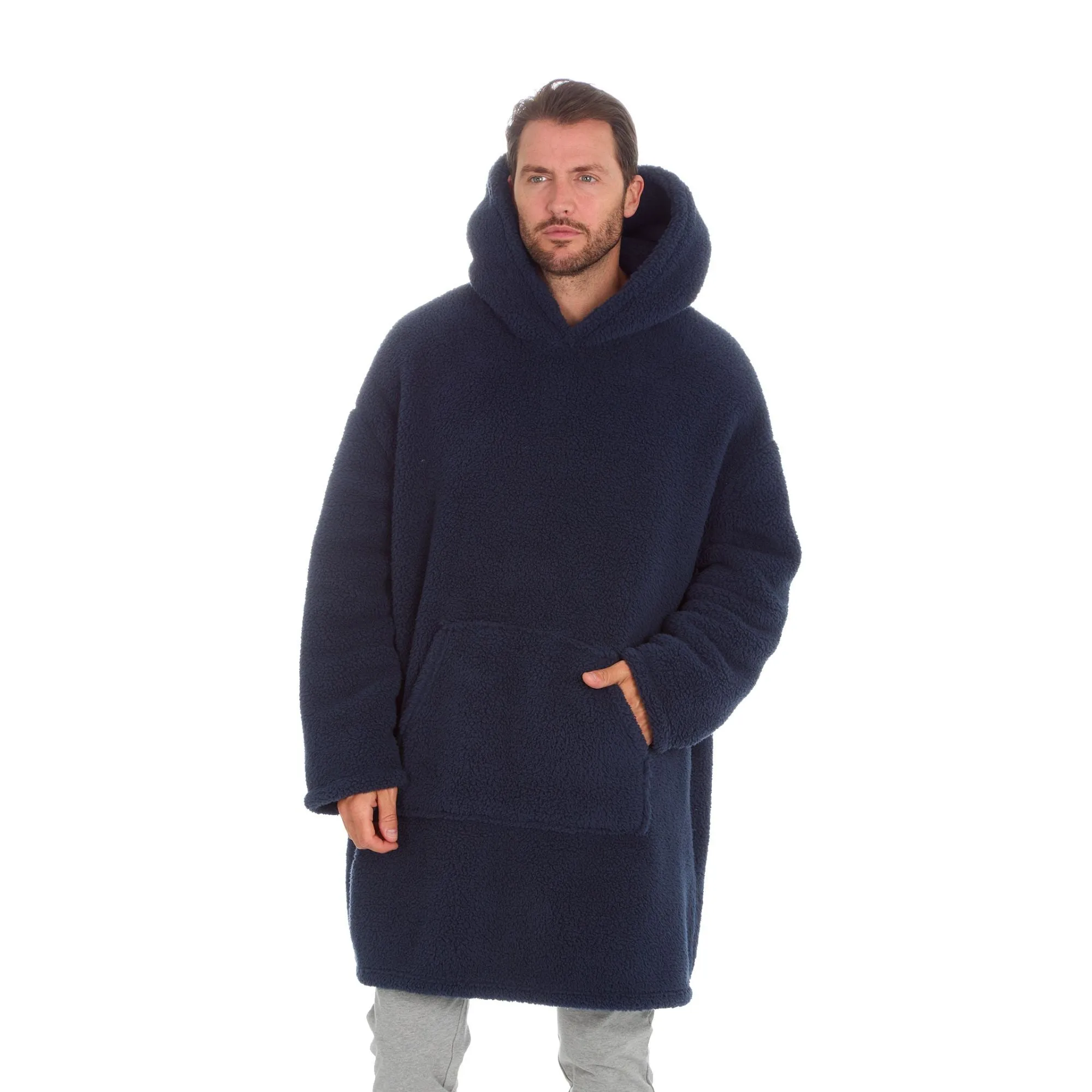 Mens Borg Fleece Hoodie: Oversized Sherpa Wearable Hooded Blanket