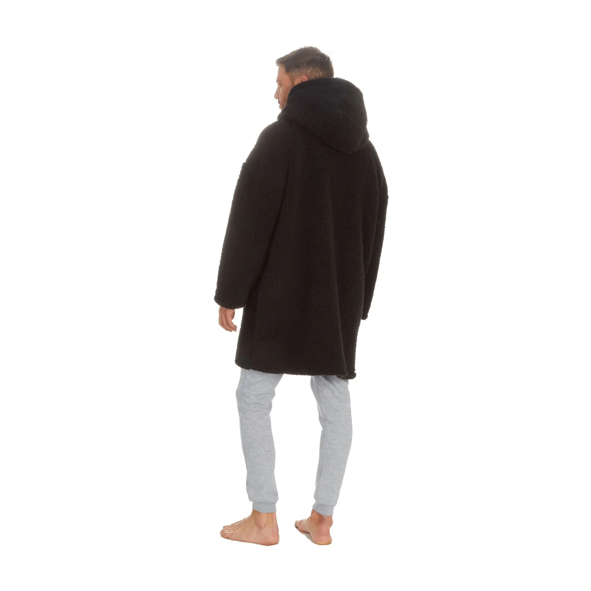 Mens Borg Fleece Hoodie: Oversized Sherpa Wearable Hooded Blanket