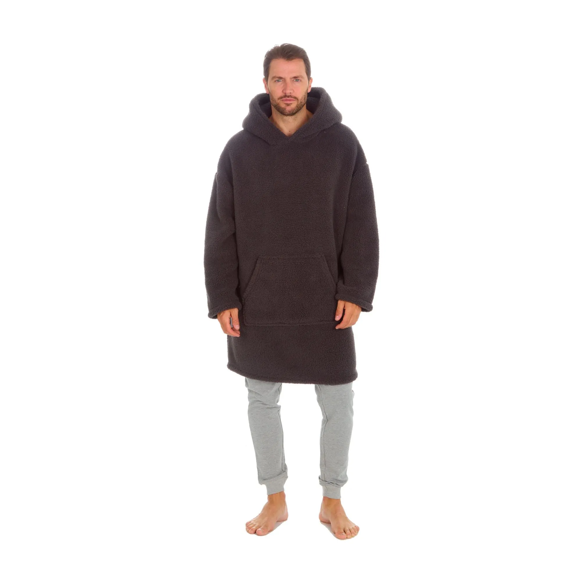 Mens Borg Fleece Hoodie: Oversized Sherpa Wearable Hooded Blanket