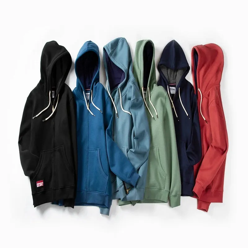 Men's Fashion Zip-Up Hoodie - Solid Color Oversized Jacket for Harajuku Gothic Style
