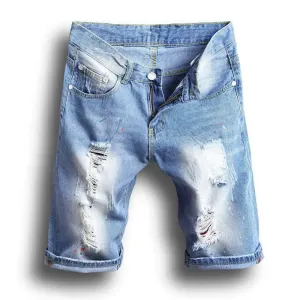 Men's Korean Style Ripped Denim Shorts