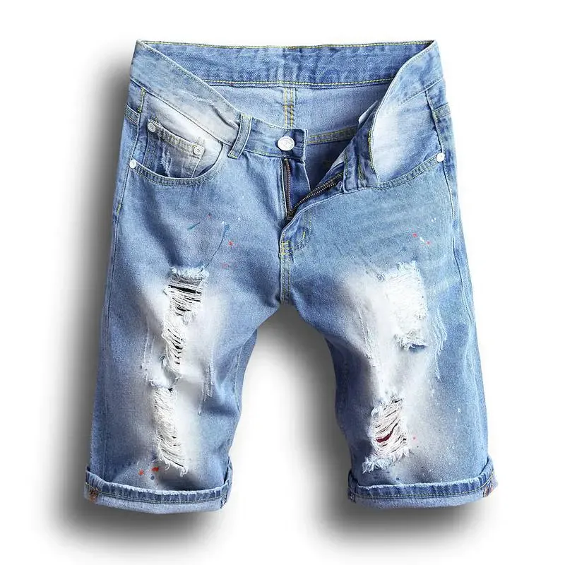 Men's Korean Style Ripped Denim Shorts