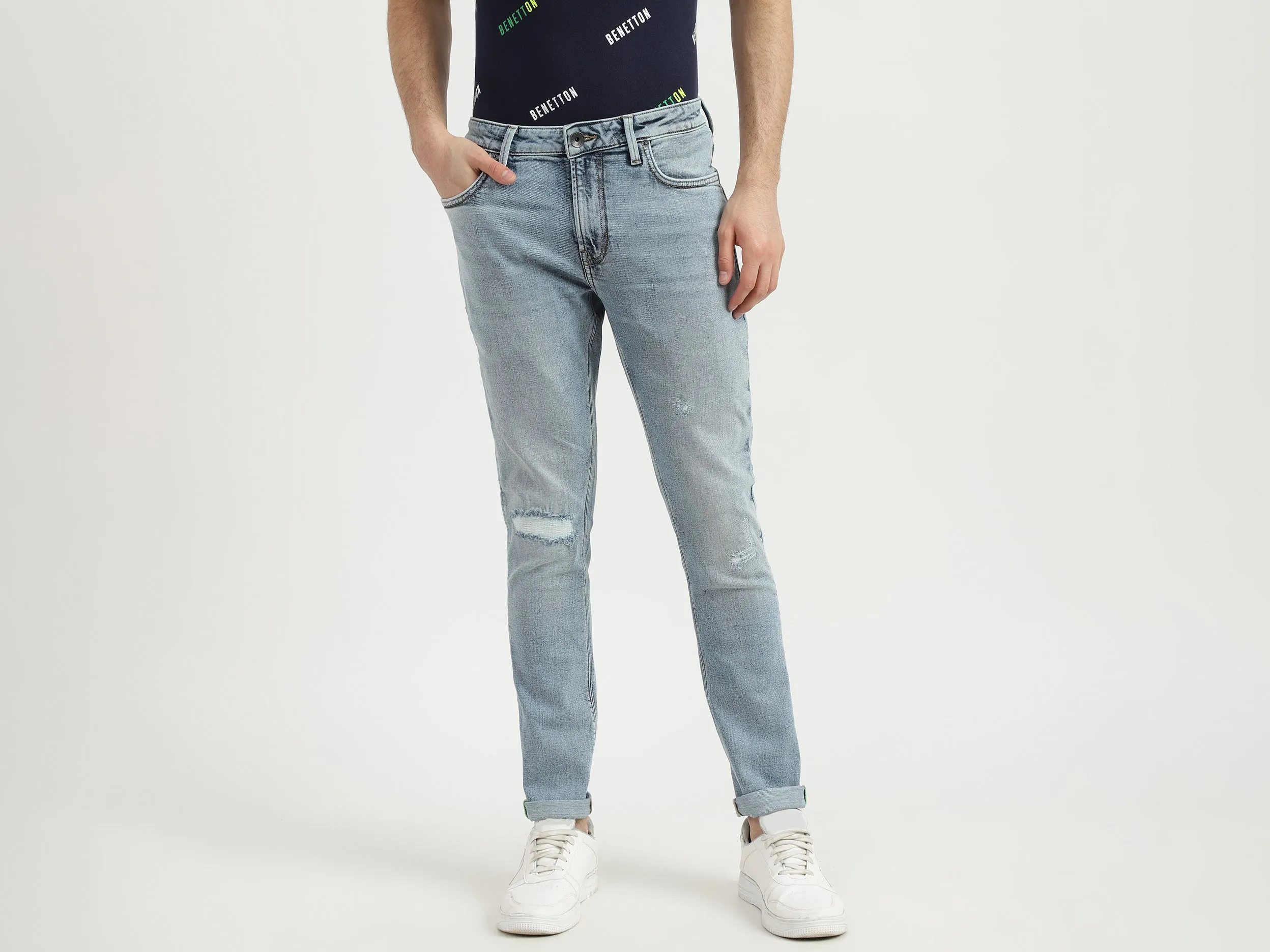 Mens Skinny Fit Solid Jeans