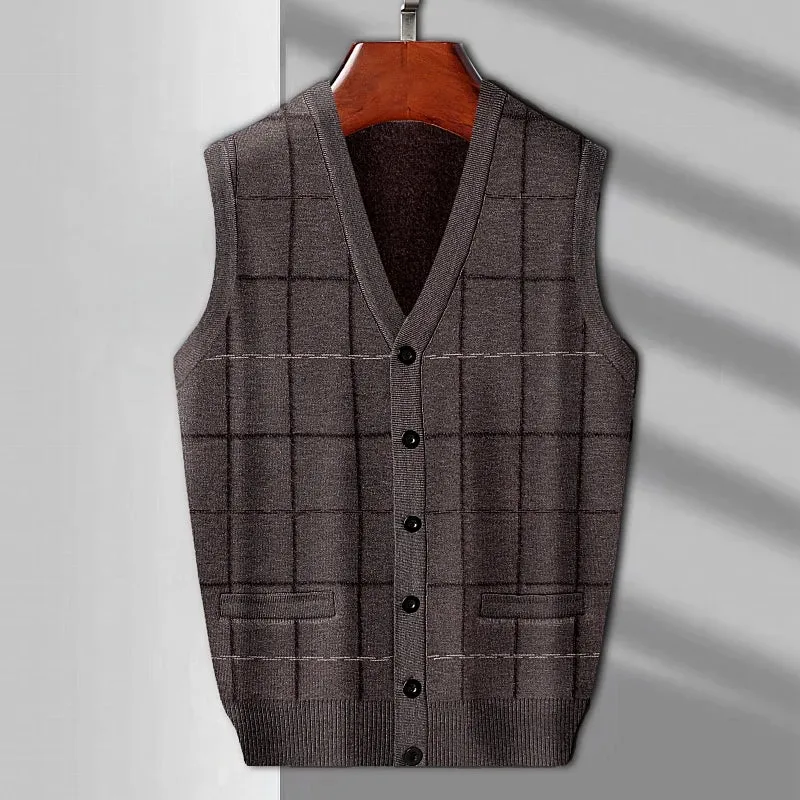 Men's Tank Top  Knitted Warm Sweater