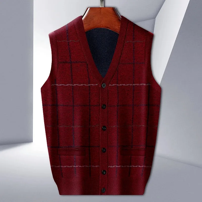 Men's Tank Top  Knitted Warm Sweater