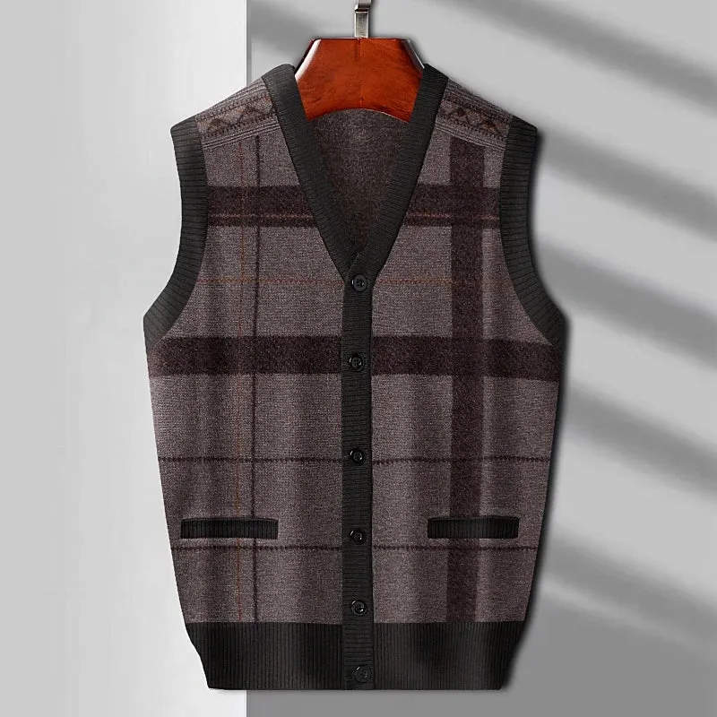 Men's Tank Top  Knitted Warm Sweater