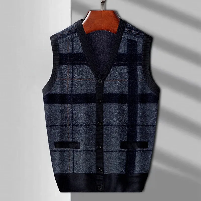 Men's Tank Top  Knitted Warm Sweater