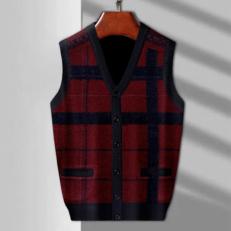 Men's Tank Top  Knitted Warm Sweater