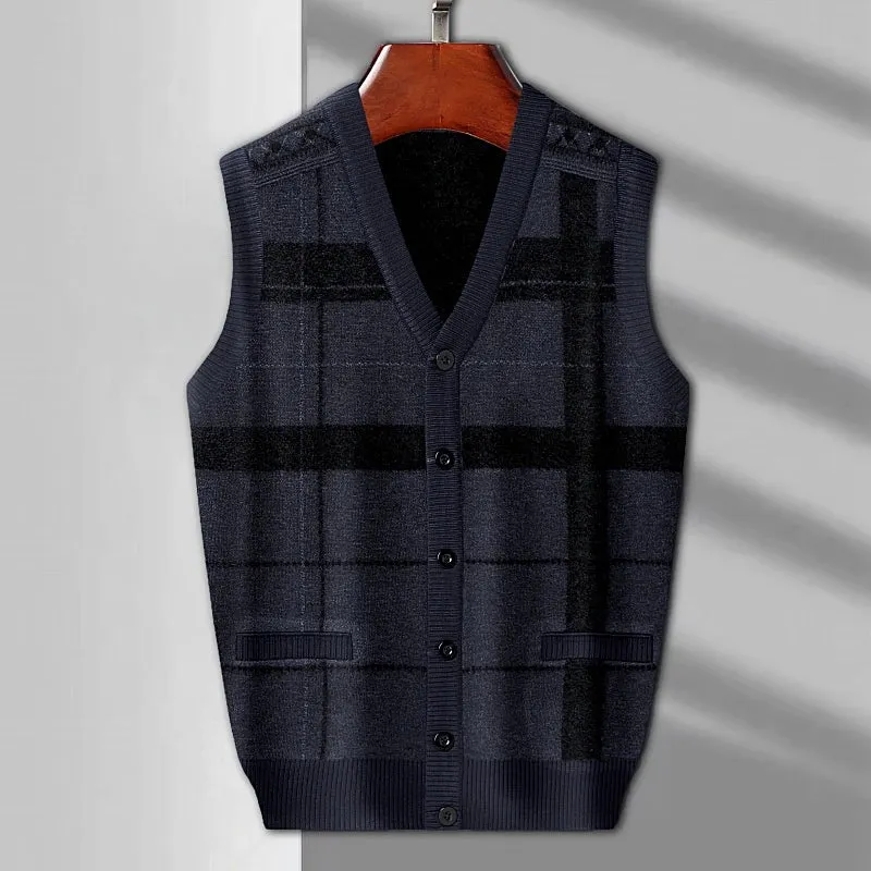 Men's Tank Top  Knitted Warm Sweater