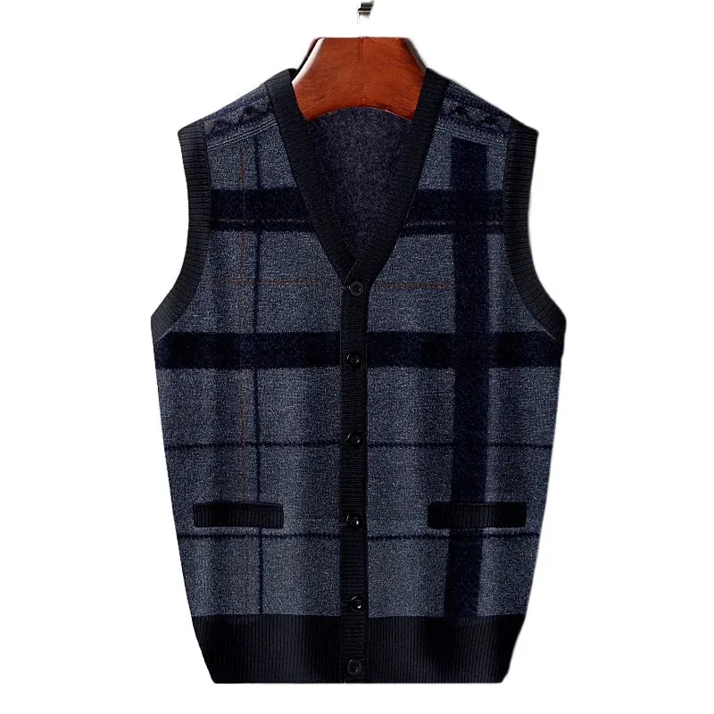 Men's Tank Top  Knitted Warm Sweater
