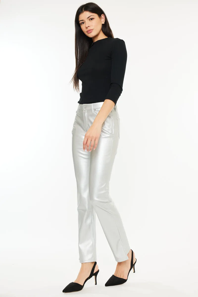 Mercury Mid Rise Y2K Faux Leather Bootcut Jeans (Petite)