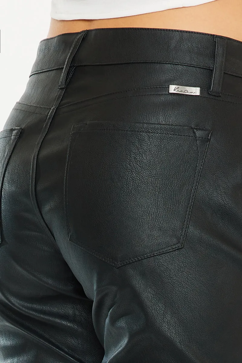 Mercury Mid Rise Y2K Faux Leather Bootcut Jeans (Petite)