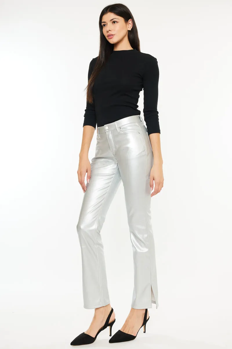 Mercury Mid Rise Y2K Faux Leather Bootcut Jeans (Petite)