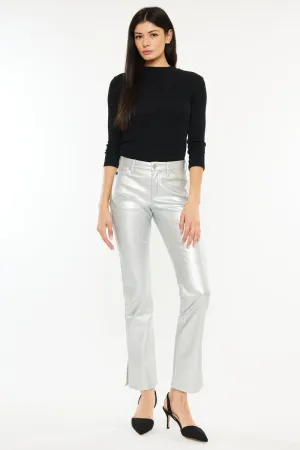Mercury Mid Rise Y2K Faux Leather Bootcut Jeans (Petite)