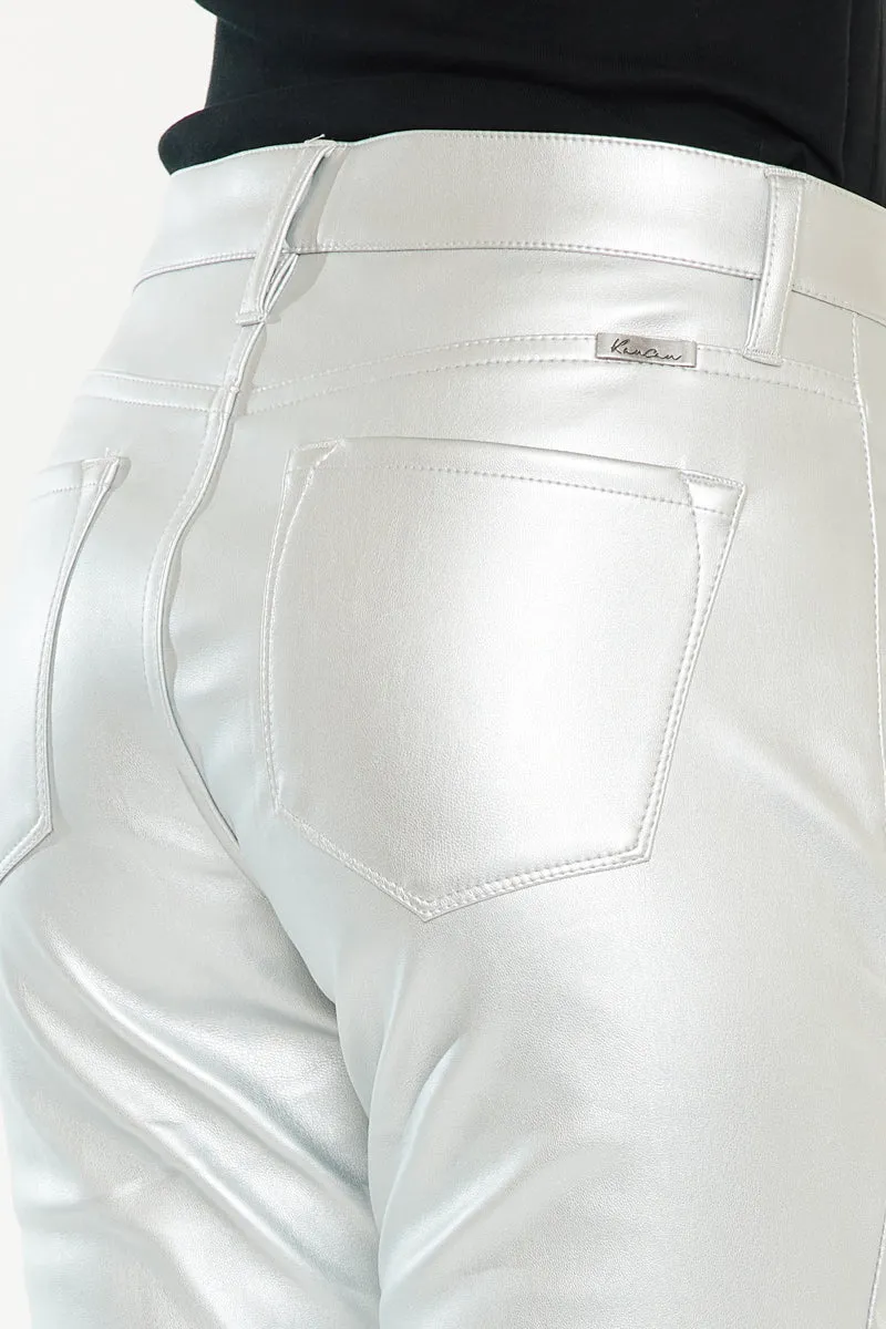 Mercury Mid Rise Y2K Faux Leather Bootcut Jeans (Petite)