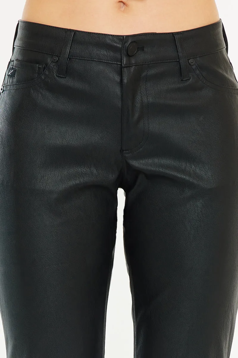 Mercury Mid Rise Y2K Faux Leather Bootcut Jeans (Petite)