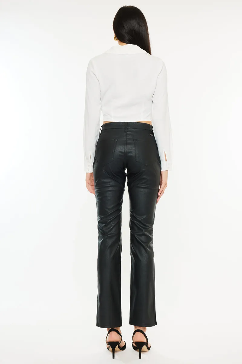 Mercury Mid Rise Y2K Faux Leather Bootcut Jeans (Petite)