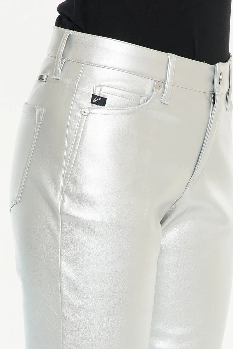 Mercury Mid Rise Y2K Faux Leather Bootcut Jeans (Petite)