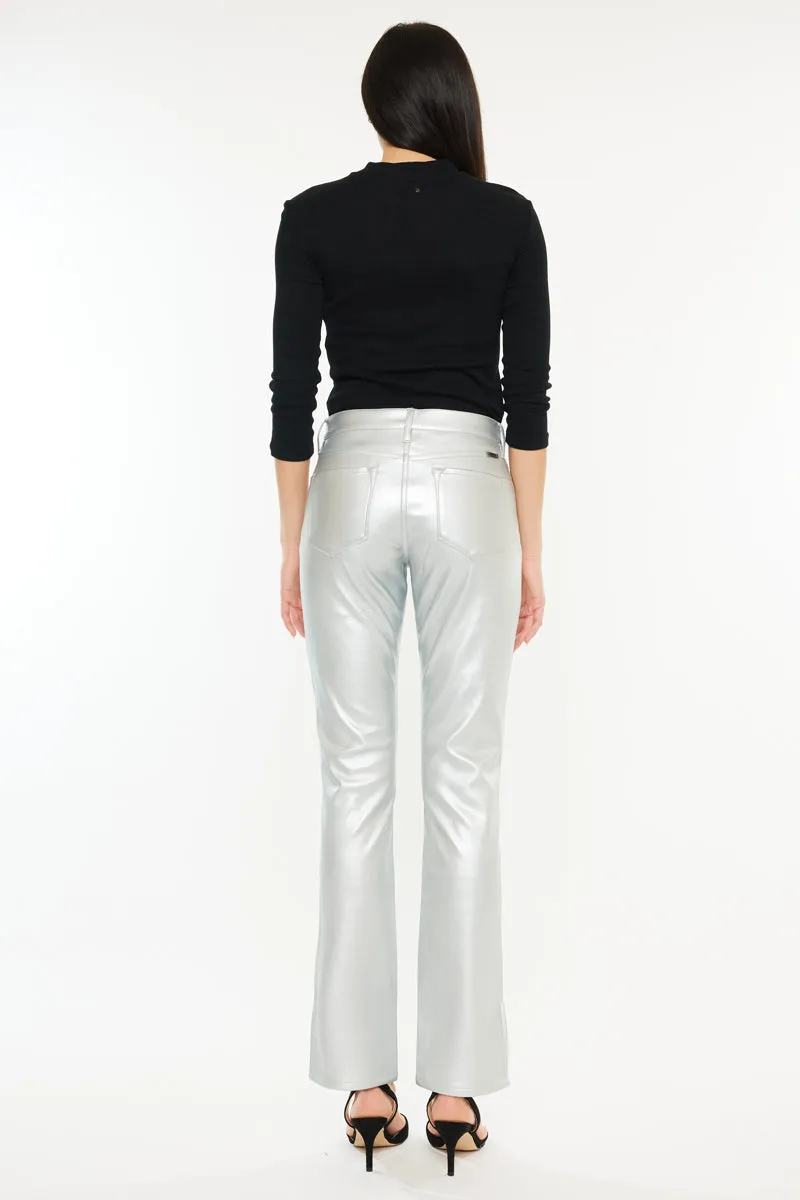 Mercury Mid Rise Y2K Faux Leather Bootcut Jeans (Petite)