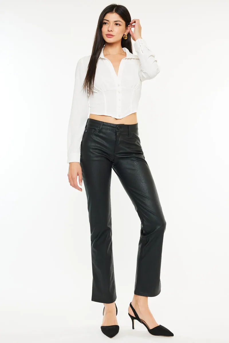 Mercury Mid Rise Y2K Faux Leather Bootcut Jeans (Petite)