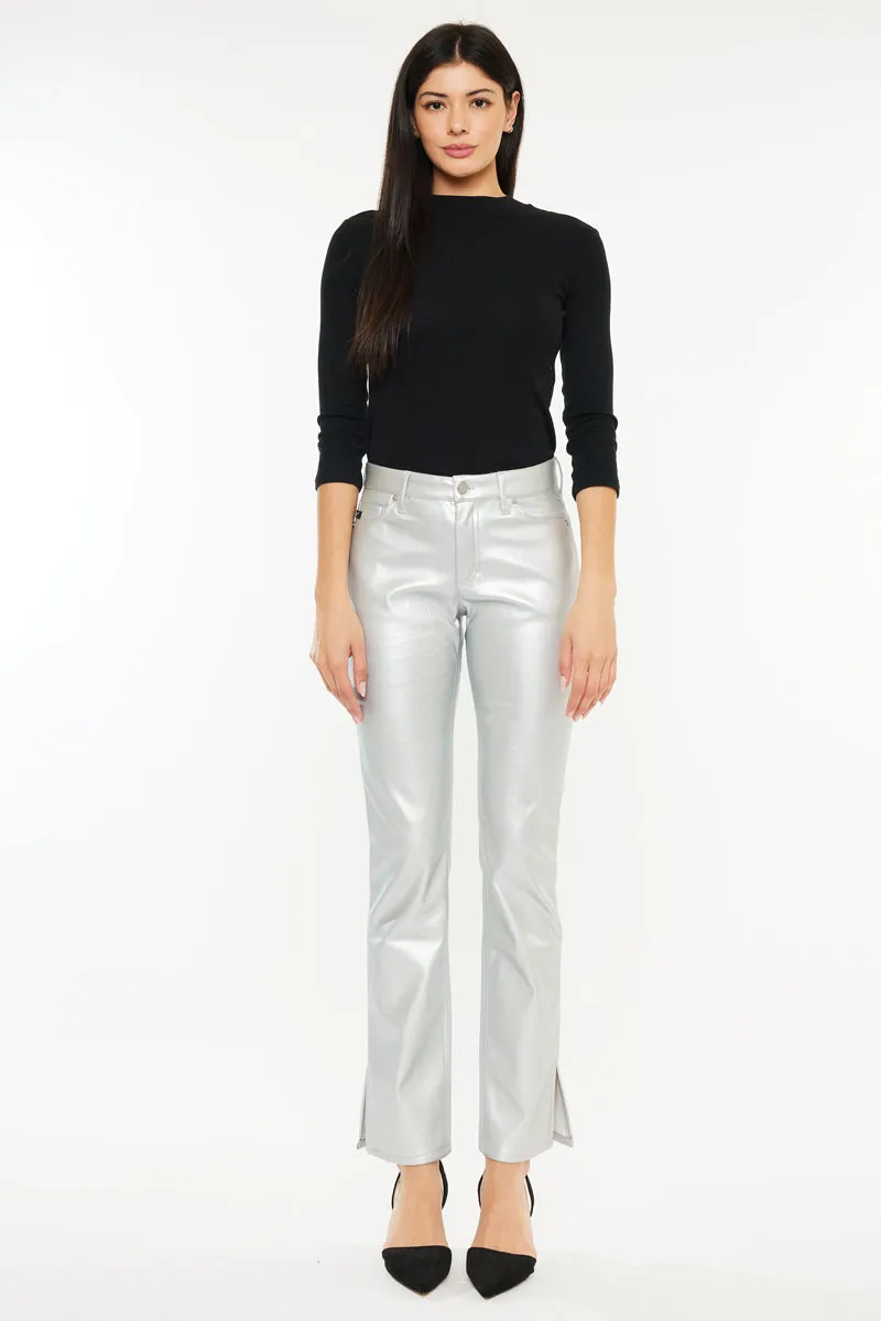 Mercury Mid Rise Y2K Faux Leather Bootcut Jeans (Petite)