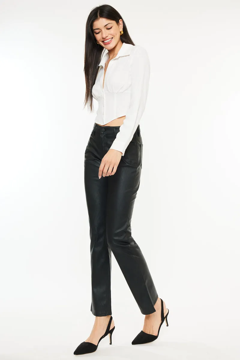 Mercury Mid Rise Y2K Faux Leather Bootcut Jeans (Petite)