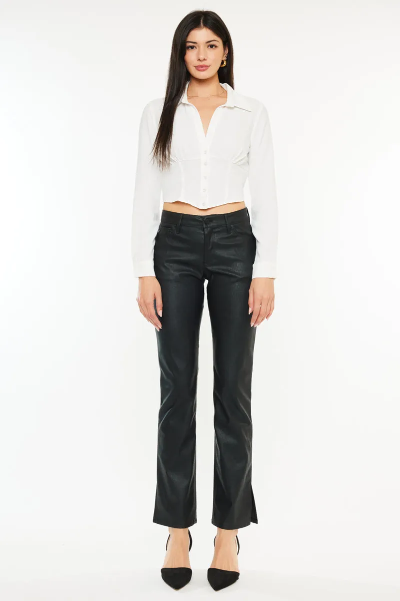 Mercury Mid Rise Y2K Faux Leather Bootcut Jeans (Petite)