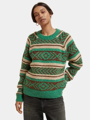 Metallic Fair Isle Pullover - Frozen Mint 174796