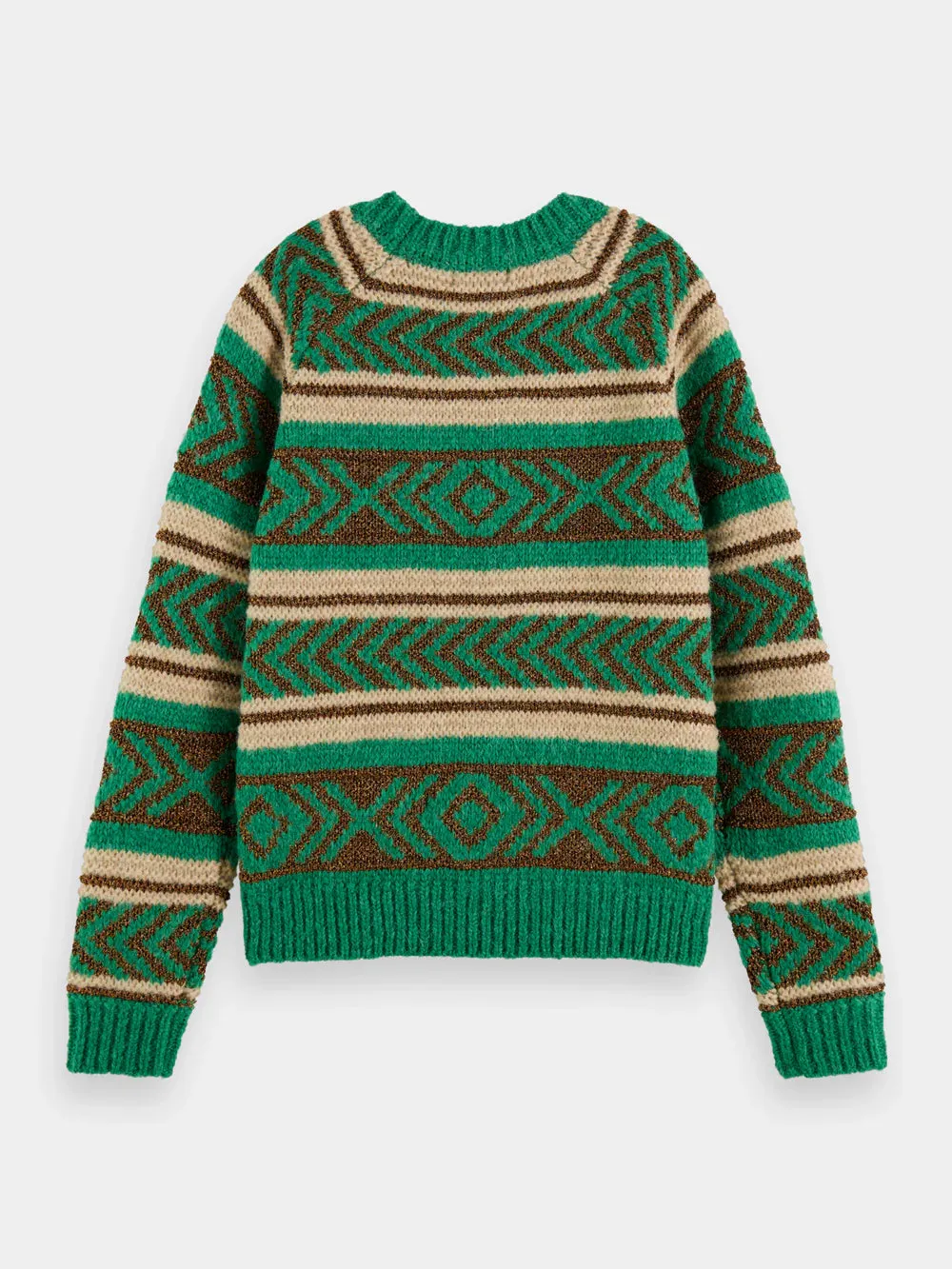 Metallic Fair Isle Pullover - Frozen Mint 174796