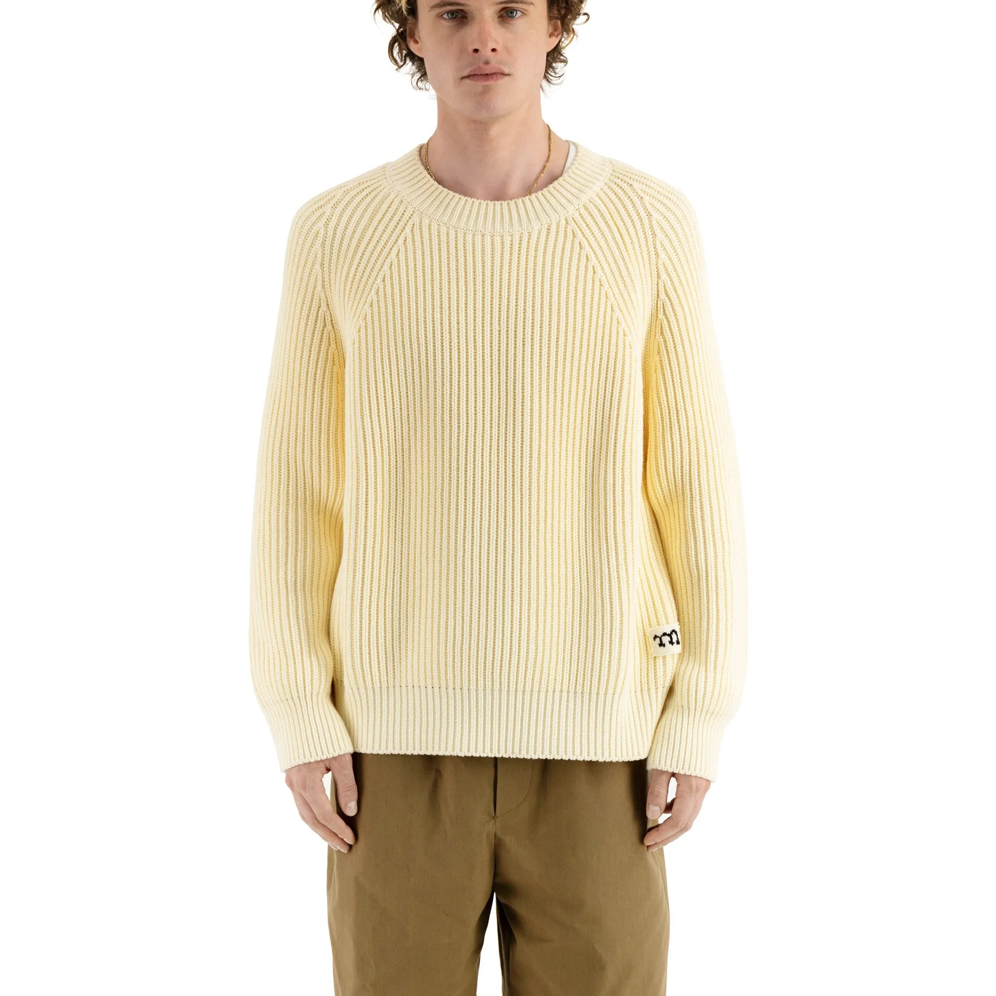 Michel Exaggerated Rib Cotton Crew Neck Butter White