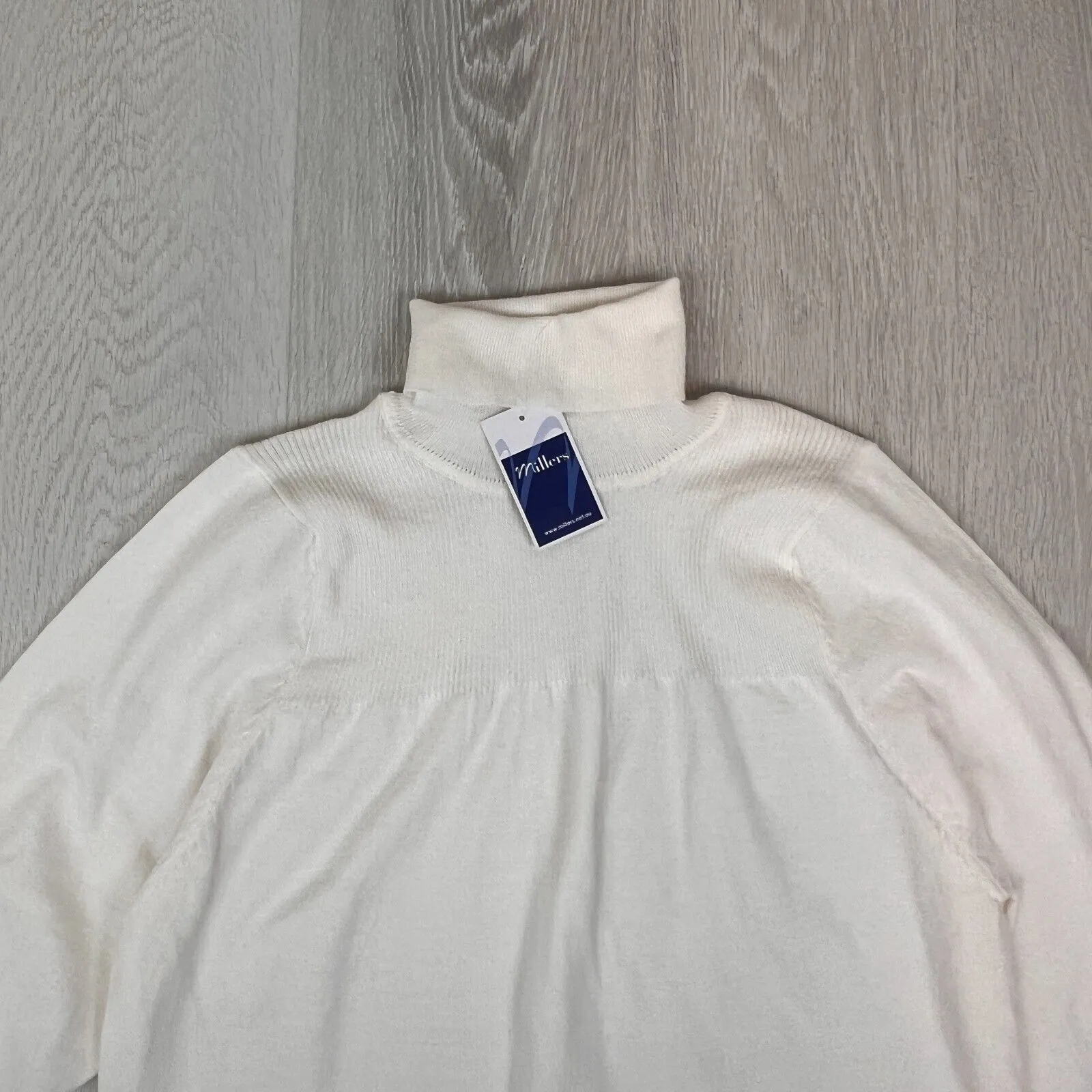 Millers Womens White Turtle Neck Knitted Pullover Jumper Sweater Size 2XL (New)