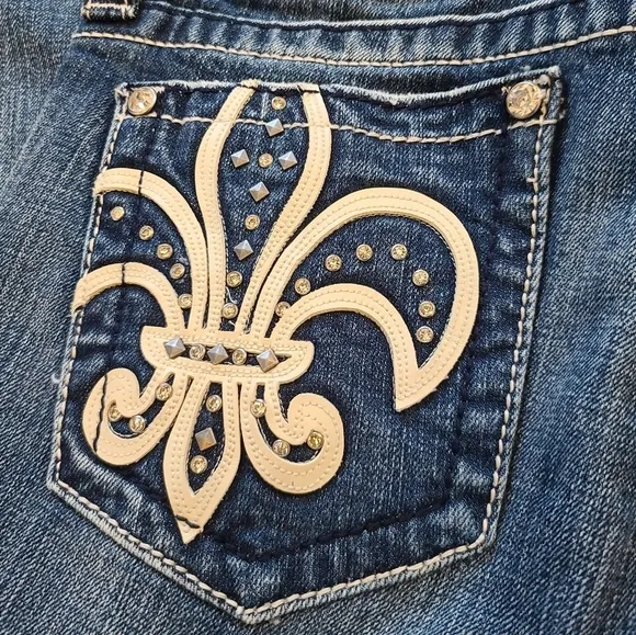 Miss Me JP5021 bling embroidered pockets Bootcut Jeans size 29