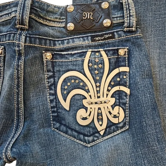 Miss Me JP5021 bling embroidered pockets Bootcut Jeans size 29