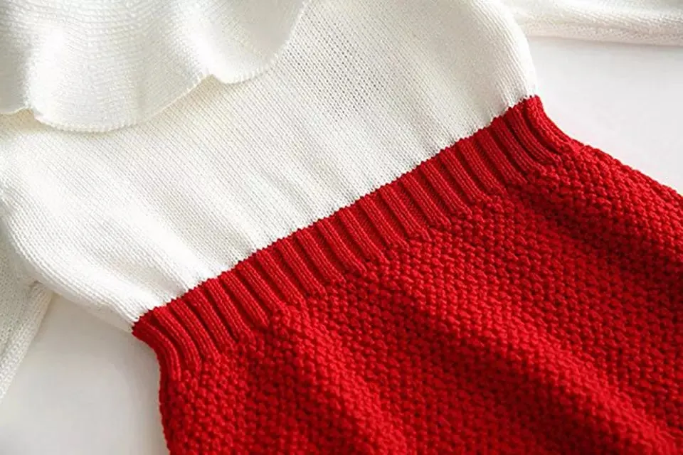 Molly Ruffle Knitted Romper Red