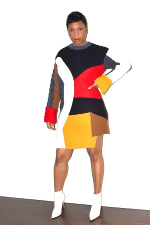 Multicolor Knitted Sweater Dress