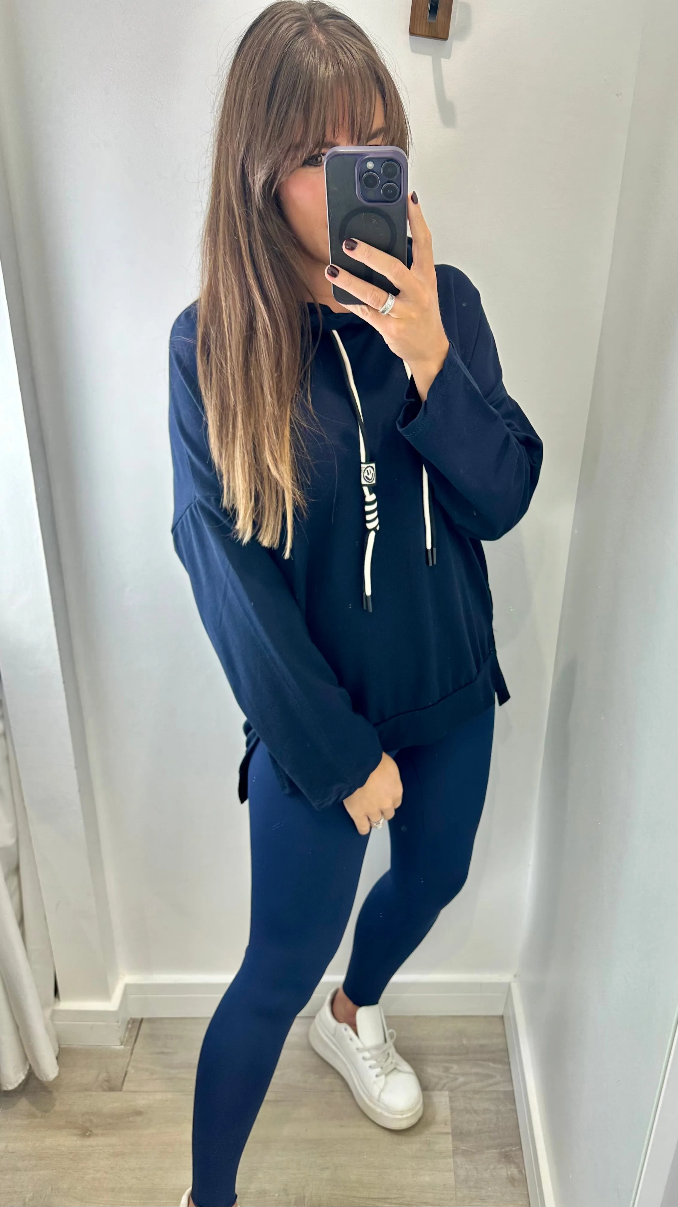 NAVY PLAIN LIGHTWEIGHT HOODIE