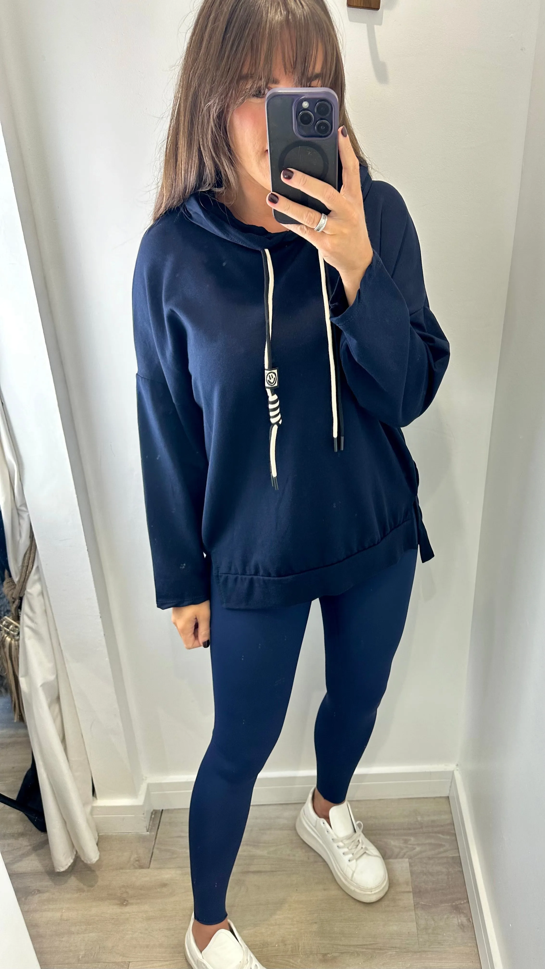 NAVY PLAIN LIGHTWEIGHT HOODIE